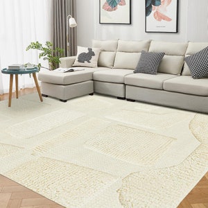 White Area Rug 6x9 Handmade 7x10, 8x11, 9x13 Bed, Living Room Carpets Hand Woven Rugs Geometric Design Flat Weave Carpet image 4