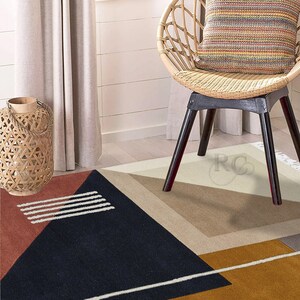 Knitted Wool Rug 6x8 ! Handmade Carpet ! Geometric Area Rugs ! 7x10, 8x11, 9x12 ! Turkish Design ! Bed, Living, Room Carpet