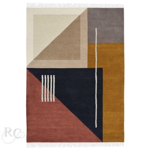 Knitted Wool Rug 6x8 ! Handmade Carpet ! Geometric Area Rugs ! 7x10, 8x11, 9x12 ! Turkish Design ! Bed, Living, Room Carpet