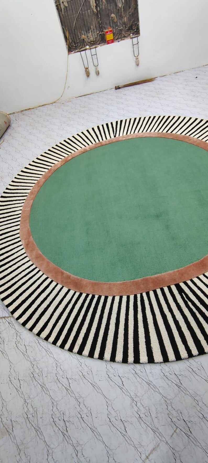 Round Wool Area Rug 8x8: Green Circle Rugs 8x8, 7x7, 5x5 - Etsy