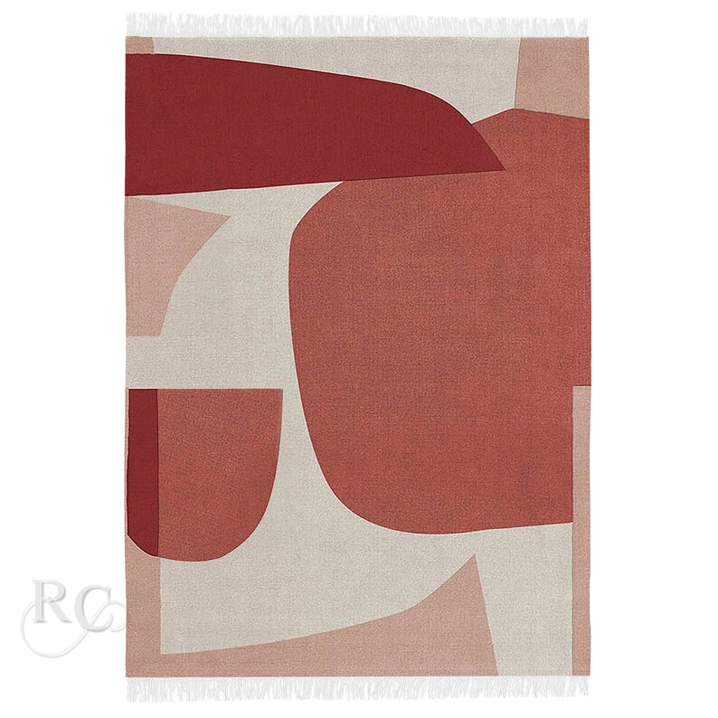 Hand Knotted Rug 7x10 ! Contemporary Carpet ! Peach Area Rugs ! 8x11, 9x13, 10x14 ! Geometric Wool ! Bed, Living, Room Carpets