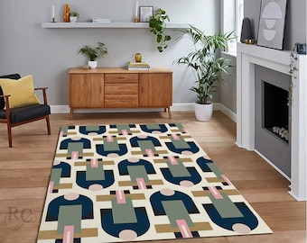 6x8 Viscose Area Rug ! Handmade ! 7x10, 8x11, 9x12 ! Geometric Wool ! Off White ! Tufted Rectangular Rugs ! Bed, Living, Room Carpet