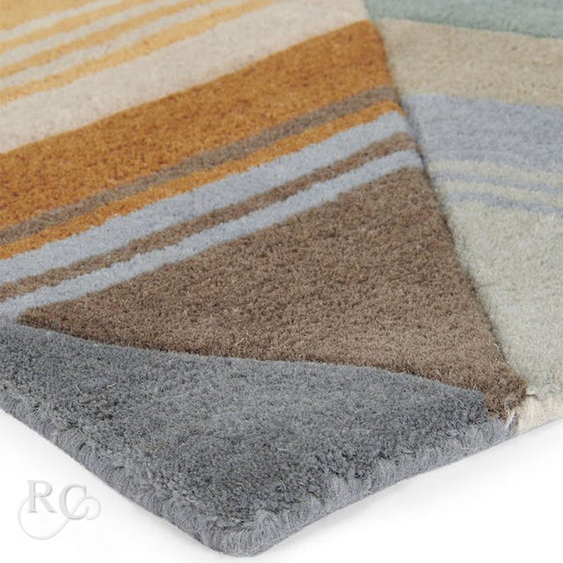 Abstract Area Rug 8x10 Handmade 7x10, 6x9, 6x8 Tufted Wool Carpet Bed, Living, Room, Hallway Rugs Rectangle Shape image 3