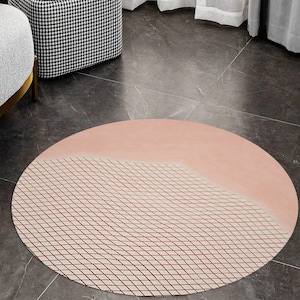 6x6 Round rug, 7x7, 8x8, 9x9, Handmade neutral rugs, Tufted carpet, Pink color, Woolen carpet, Geometric design, Custom available