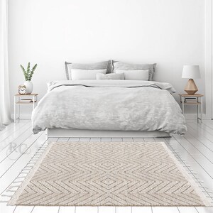 8x10 Handmade Rug, Flat Weave Carpet, Ivory Wool ! 7x10, 6x9, 5x7 ! Bed, Living, Room Carpets, Hand Woven Rugs, Geometric Design
