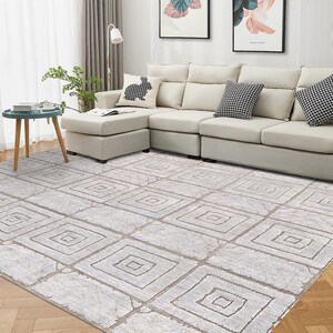 9x13 Viscose Rug, Knitted Wool, Geometric Area Rugs ! 8x12, 7x10, 6x8 ! Handmade, Beige Carpets, Hallway, Bed, Living, Room