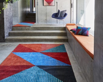 Geometric Rugs 8x10, 7x10, 6x10 ! Hand Tufted Wool ! ! Multicolor ! Kids, Bed, Living Room Area Carpet ! Contemporary ! Custom Available