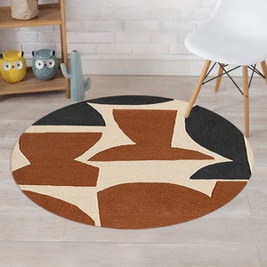 Round tufted rug ! Abstract carpet ! 6x6, 7x7, 8x8, 9x9 ! Bed, Kids, Living, room ! Handmade area rugs ! Custom available