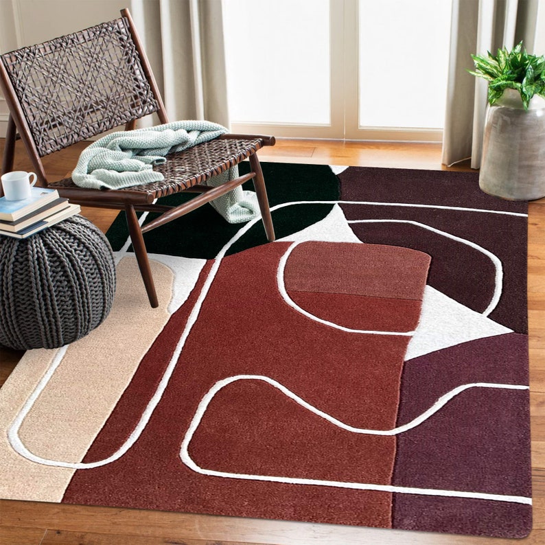 Viscose Rug 9x13, Handmade Tufted, Abstract Carpet ! 8x11, 7x10, 6x9, 5x8 ! Rectangle Shape, Bed, Living, Room