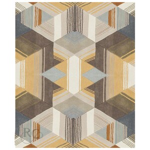 Abstract Area Rug 8x10 Handmade 7x10, 6x9, 6x8 Tufted Wool Carpet Bed, Living, Room, Hallway Rugs Rectangle Shape image 6