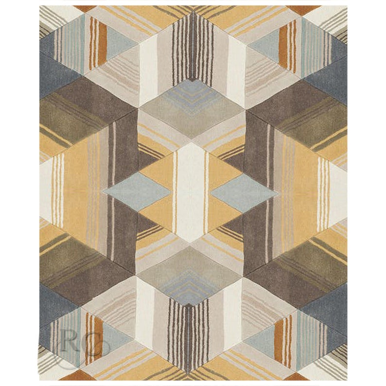 Abstract Area Rug 8x10 Handmade 7x10, 6x9, 6x8 Tufted Wool Carpet Bed, Living, Room, Hallway Rugs Rectangle Shape image 6