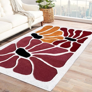 Area Rug 8x10, Tufted Carpet, Handmade ! 7x10, 6x9, 5x8 ! Bed, Living, Room Rugs, Floral Wool Carpet