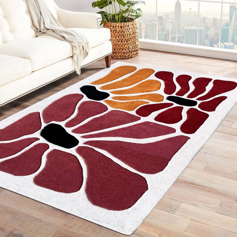 Area Rug 8x10, Tufted Carpet, Handmade ! 7x10, 6x9, 5x8 ! Bed, Living, Room Rugs, Floral Wool Carpet