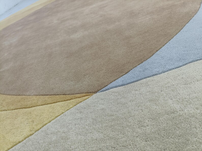Yellow Round Rug: Hand Tufted Modern Wool Rug 9x9, 10x10 image 14