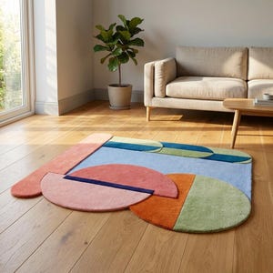 6x9 Hand Tufted Wool Rug | Pink | Modern Rug For Living Room | Hand Tufted Rug 5x8