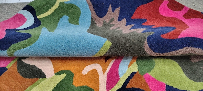 Tufted Floral Rug, Wool Rugs, Modern Rugs, 6x9, 5x7, 8x10, 8x11, Contemporary Carpet, Living Room Rugs, Bedroom Carpet
