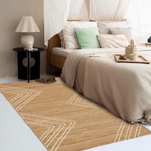Jute Area Rugs | Hand Woven | Flat Weave | Natural Color | Living Room, Hallway | 8x13, 9x10, 9x12, 10x14 | Contemporary Carpets
