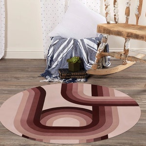 7x7 Beige Area Rug ! Round Wool Carpet ! Handmade ! 8x8, 9x9, 10x10 ! Hallway, Bed, Living Room Carpets ! Tufted Geometric Rugs