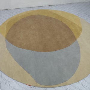 Yellow Round Rug: Hand Tufted Modern Wool Rug 9x9, 10x10 image 10
