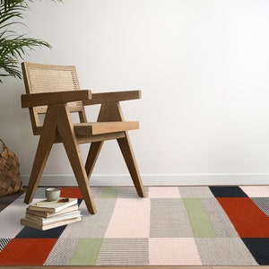 7x10 Woven Rug Geometric Carpet 8x11, 9x13, 10x14 Flat Weave Handmade Rugs Bed, Living Room Carpets image 3