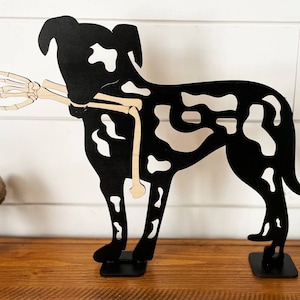 Wood Skeleton Dog/Cat: Halloween Candle Holder, Spooky Mantel Decor