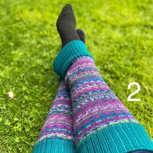 Fair isle leg warmers with merino rib. image 2