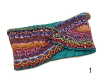 Knitted fairisle headband with merino lining