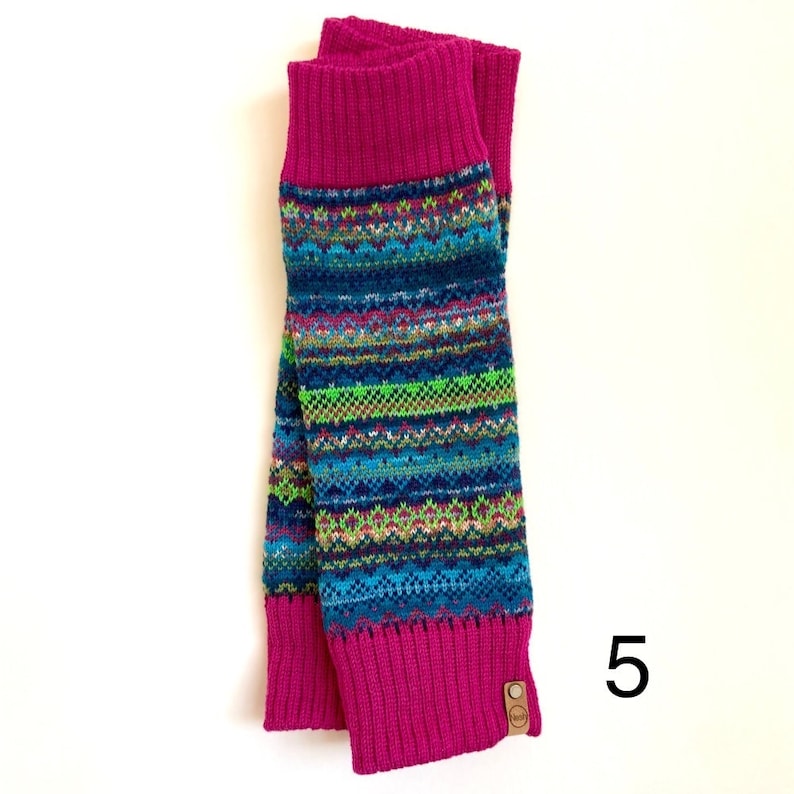 Fair isle leg warmers with merino rib. image 4