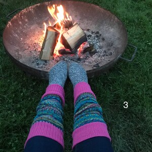 Fair isle leg warmers with merino rib. image 3