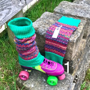 Fair isle leg warmers with merino rib. image 1