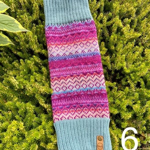 Fair isle leg warmers with merino rib. image 5