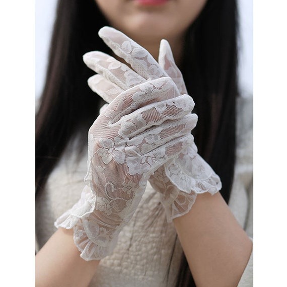 Ruffled Lace Gloves,flower Elegant Gloves,women's Sunscreen