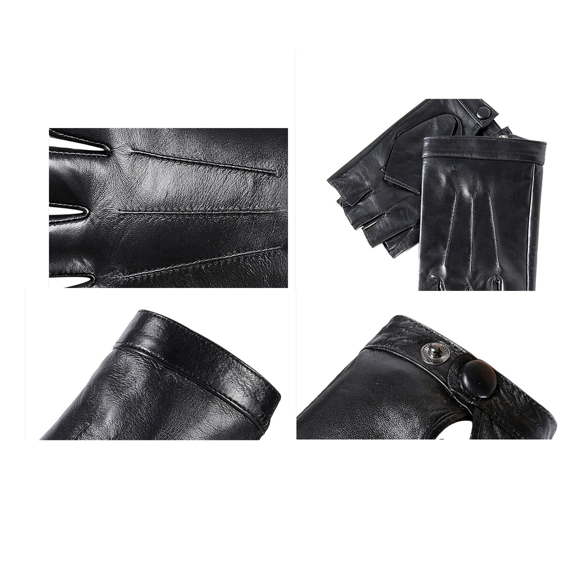 SEABIRR Driving Gloves Men Fingerless Leather Gloves Thin Half Finger Black  Glove(PU/S) at  Men's Clothing store