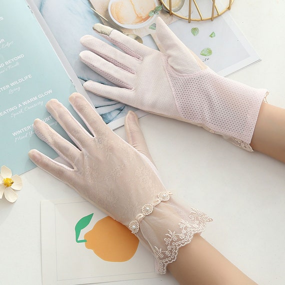 Women Lace Sunscreen Gloves,summer Elegant Gloves,driving Riding Gloves,non-slip  Breathable Gloves,sun Uv Protection Gloves,outdoor Gloves -  Hong Kong