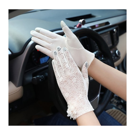 Sun Protection Lace Women Gloves, Summer Flower Gloves, Non-slip