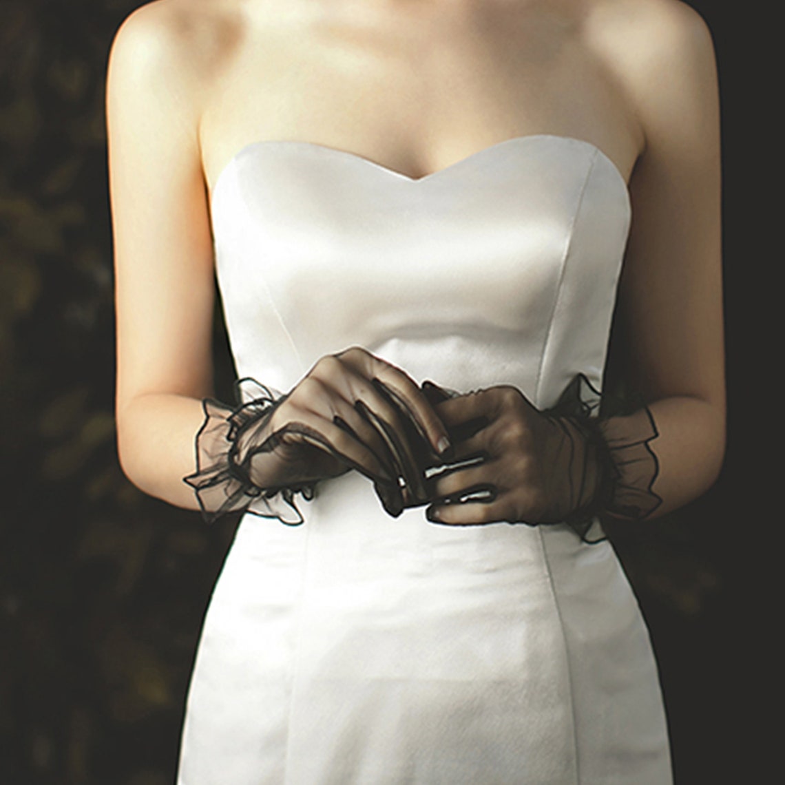 Blacke Sheer Lace Glovesvintage Opera Glovesbridal Tulle Etsy