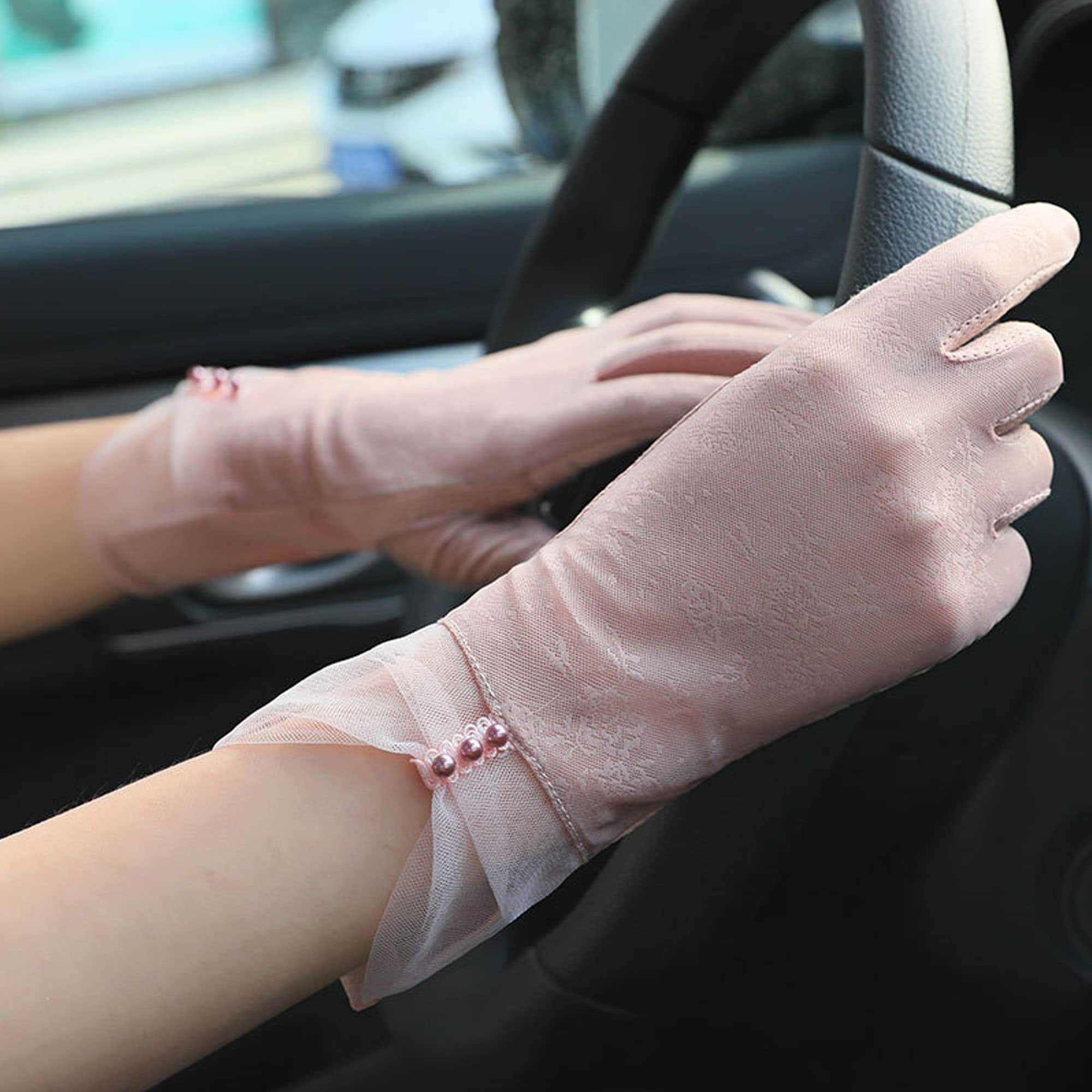 Summer Anti-uv Gloves,women Lace Sunscreen Driving Gloves,non-slip