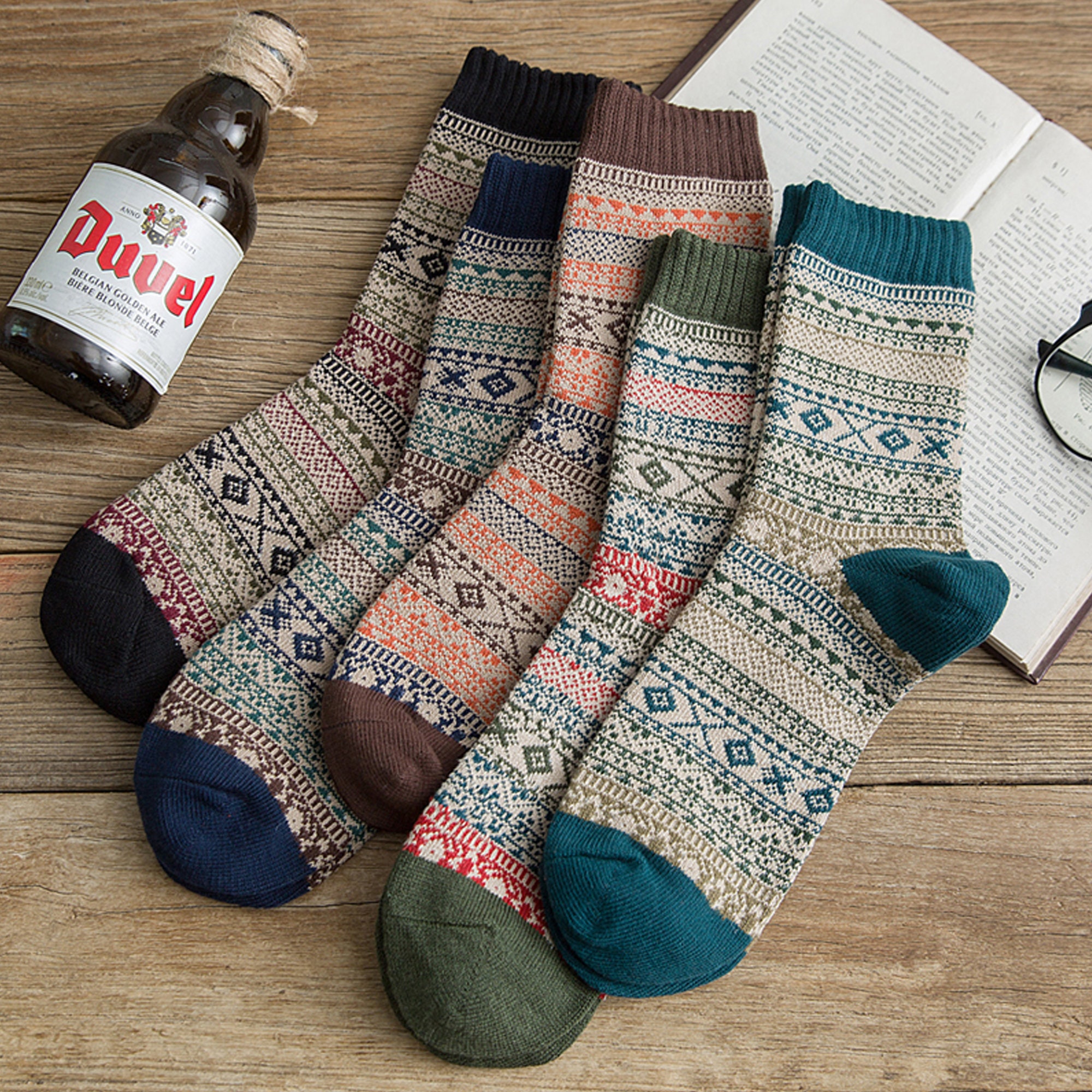 Nordic Socks 5 Pairs Warm Socks Cozy Cotton Socks Dainty Etsy
