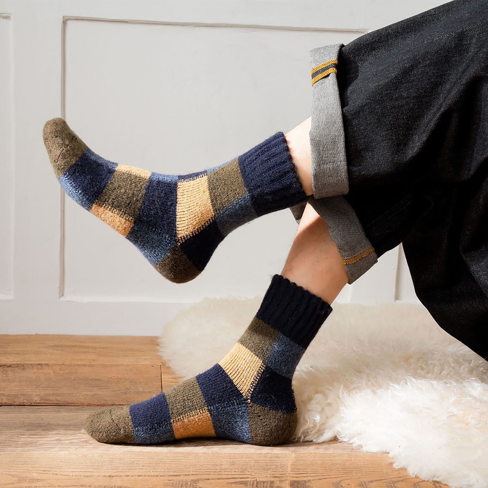 1 pair Pure Natural Wool Socks Mid Thigh Socks Men Fashion Etsy
