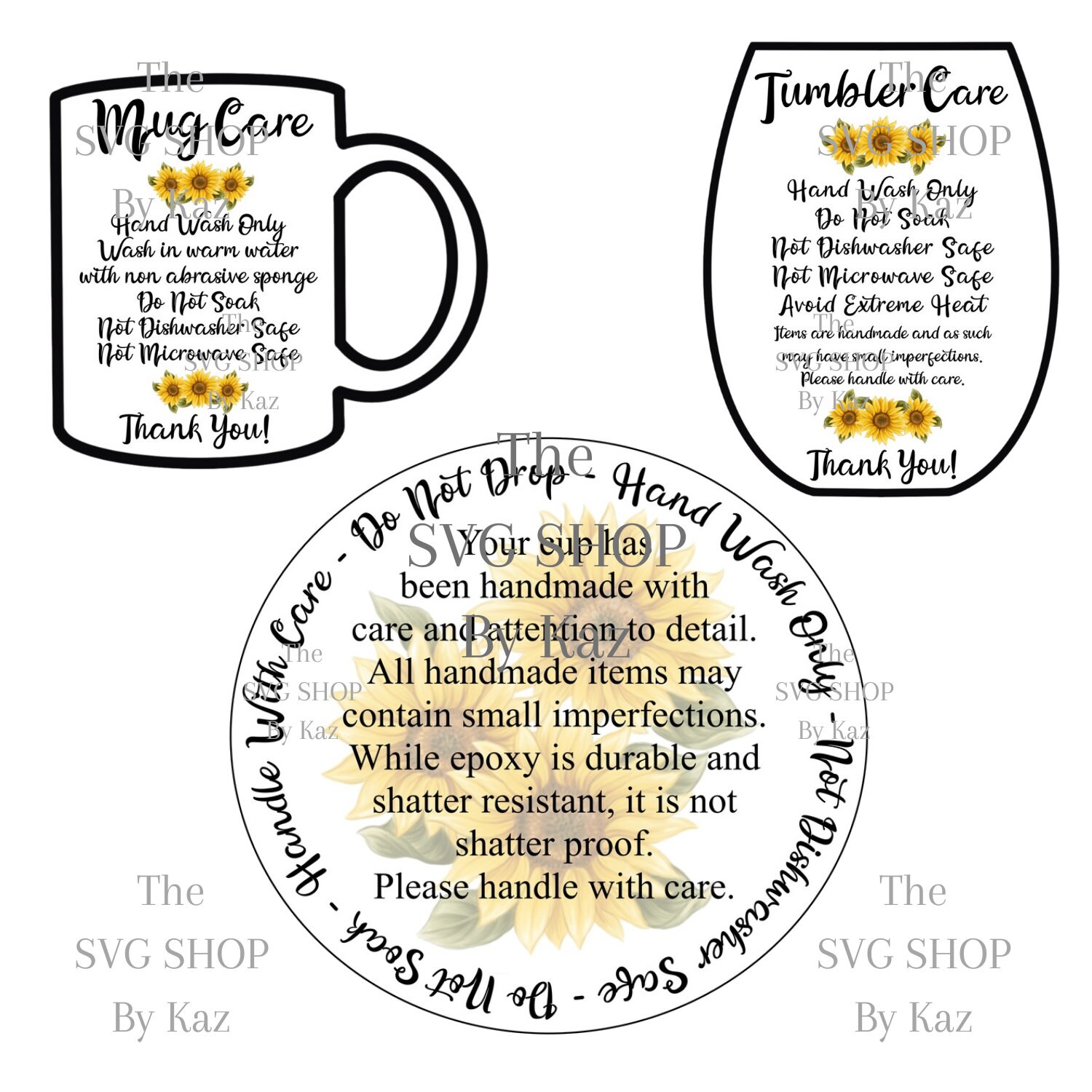 Printable Tumbler Care Card PNG JPG Print and Cut Wash | Etsy