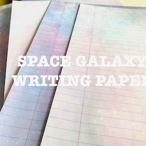 Purple and Blue Space Galaxy Writing Paper, Instant Download, 4 PDF Files of Lined and Unlined Writing Paper, Print & Use! Happy Mail Paper