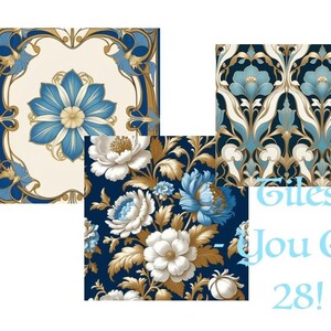 Bellissimi sfondi blu stampabili su carta, 28 design unici, ottieni piastrelle e pagine progettate, perfette per diari spazzatura e altri lavori artigianali