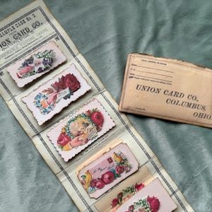 Proefpakket Victorian Calling Card Salesman: afdrukbaar kortstondig pakket inclusief antieke envelop, visitekaartjes en boekje met vouwstrip