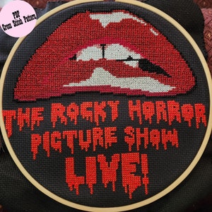 Rocky Horror Live Logo schema punto croce, file PDF, download immediato, schema punto croce, musical theatre counted pattern Keeper