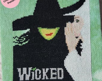 Wicked Logo Cross Stitch Pattern, PDF File, Instant Download, Cross Stitch Pattern, Musical Theatre Counted Cross Stitch Pattern Keeper