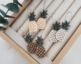 Polymer Clay Pineapple Earrings| Boho Earrings| Fruit Polymer Clay Earrings| Handmade Clay Earrings| Food Clay Earrings| Summer Clay Earring