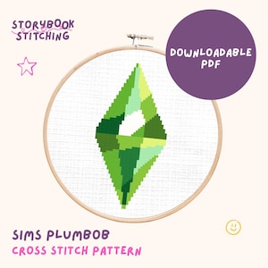 The Sims Plumbob Cross Stitch Pattern PDF Instant Download