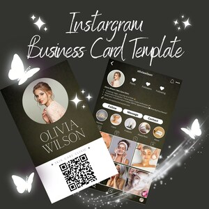 2024 Instagram Visitenkarte, braun Bearbeitbare Visitenkarten Vorlagen, Instagram Visitenkarte Canva Vorlage, Canva Vorlage, QR-Code-Karte