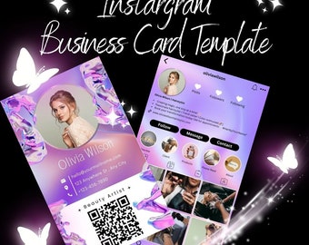 NEW Instergram Business Card Template, Beauty Artists Business card template,pink business Card Template, Nail artist ,QR code business card