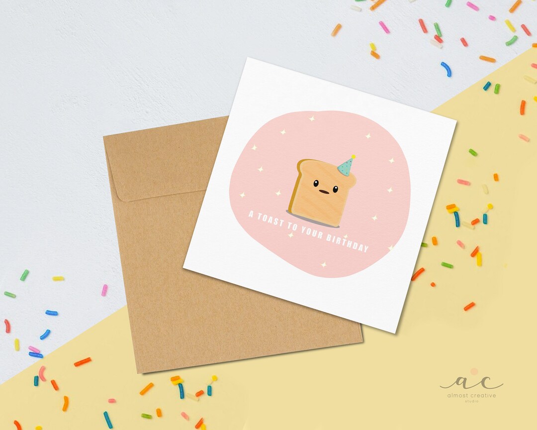 A Toast to Your Birthday - Toast Pun - Birthday Greeting Card - Etsy